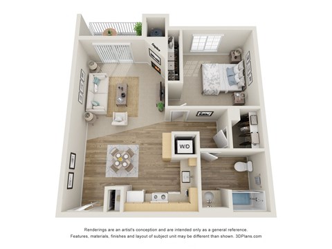 Floor plan for 1 bed, 1 bath, 776 sqft